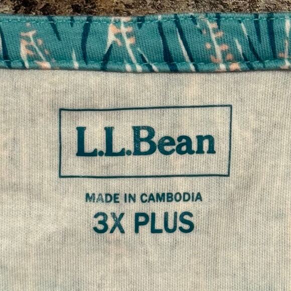 NEW LL Bean Tunic Top 3/4 Sleeve Coastal Resort Casual Beach Boho Turquoise 3X - Picture 3 of 7